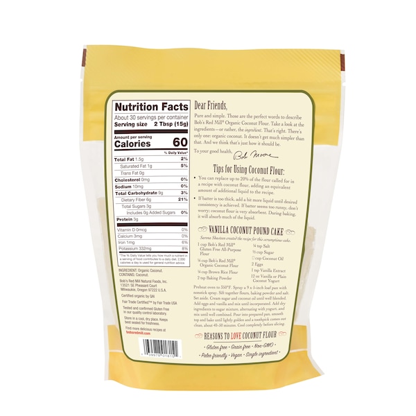 Bobs Red Mill Natural Foods Bob's Red Mill Organic Coconut Flour 16 oz. Bag, PK4 - 6135S164