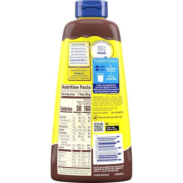 Nestle Nesquik Chocolate Syrup 22 oz. Bottle, PK6 - 00028000477318U