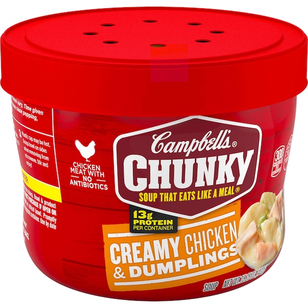 Campbells Soup Chunky Chicken & Dumplings Microwaveable Soup 15.25 oz., PK8 - 000014919