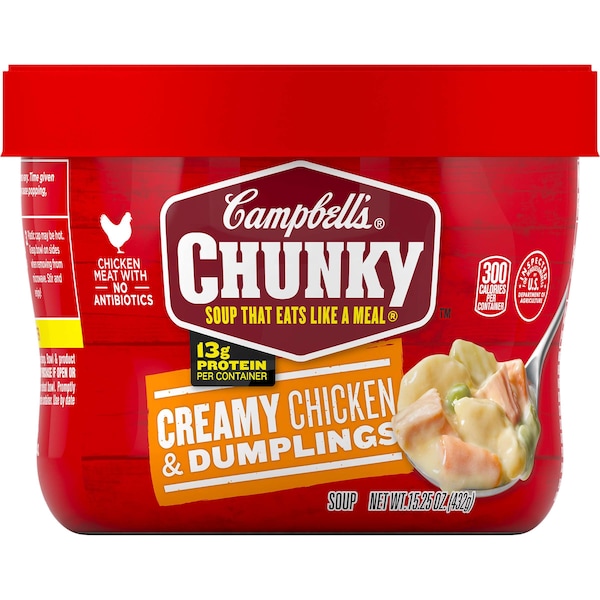 Campbells Soup Chunky Chicken & Dumplings Microwaveable Soup 15.25 oz., PK8 - 000014919