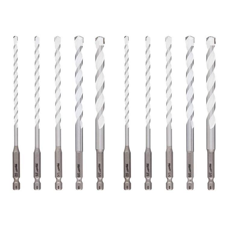 Set de brocas para mampostería Milwaukee SHOCKWAVE Carbide Multi-Material (paquete de 10) - 48-20-8898-48-20-8898