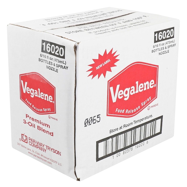Vegalene Premium Food Release Pan Spray Liquid 16 Fl oz. W/Sprayer, PK6 - 16020