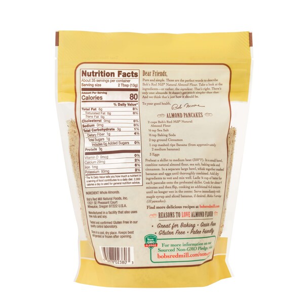 Bobs Red Mill Natural Foods Bob's Red Mill Gluten Free Natural Almond Flour 16 oz. Bag, PK4 - 4998S164