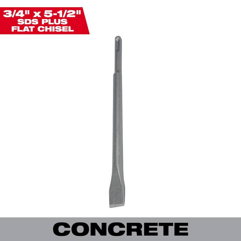 Cincel plano de acero para martillo SDS-PLUS de Milwaukee de 5-1/2 pulgadas - 48-62-6014