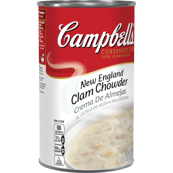 Campbells Condensed Soup Red & White New England Clam Chowder Soup 50 oz., PK12 - 000001366