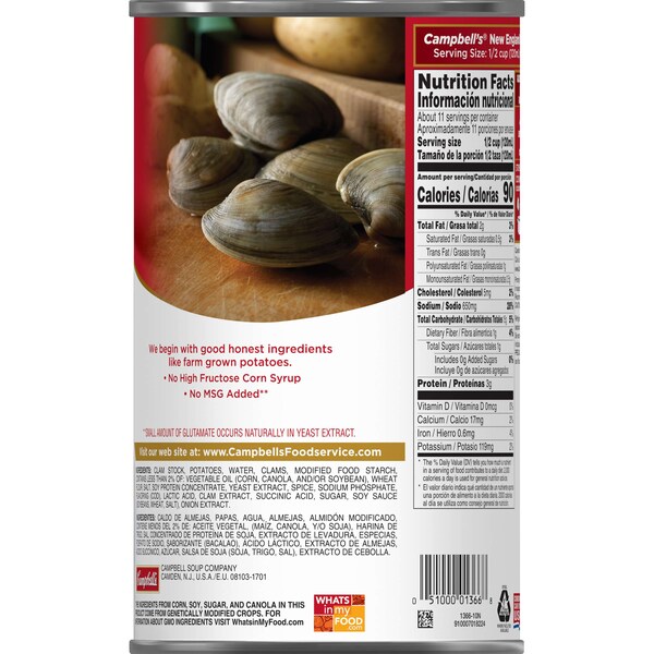 Campbells Condensed Soup Red & White New England Clam Chowder Soup 50 oz., PK12 - 000001366
