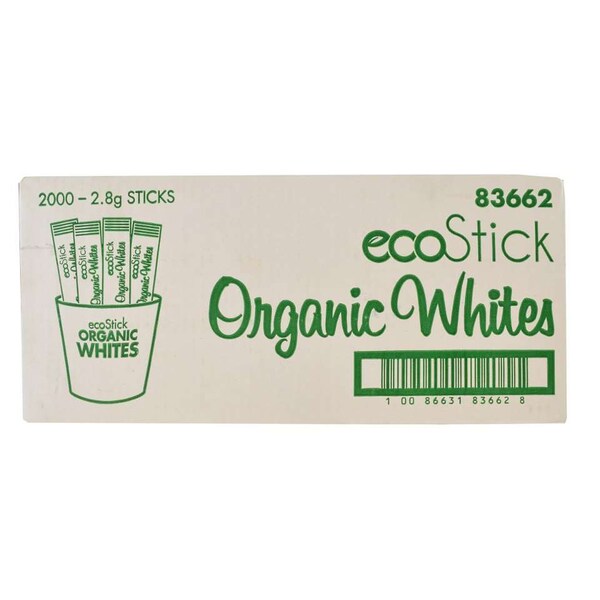 Ecostick Ecostick Single Serve Organic Whites Cane Sugar 2.8g Packet, PK2000 - 83662