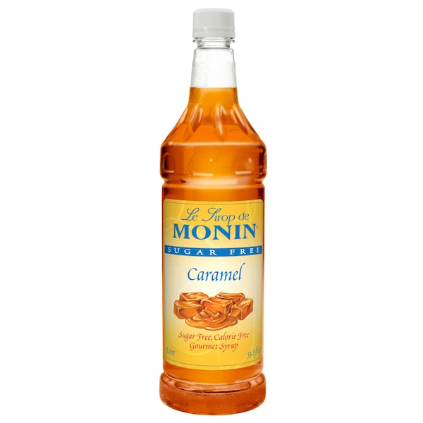 Monin Monin Sugar Free Caramel Syrup 1 Liter Bottle, PK4 - M-FS009F