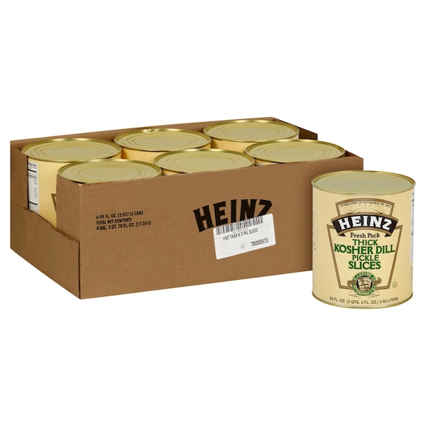 Heinz Heinz Kosher Dill Thick Slice Crinkle Cut Chip Pickle 99 oz. Can, PK6 - 10013000632604