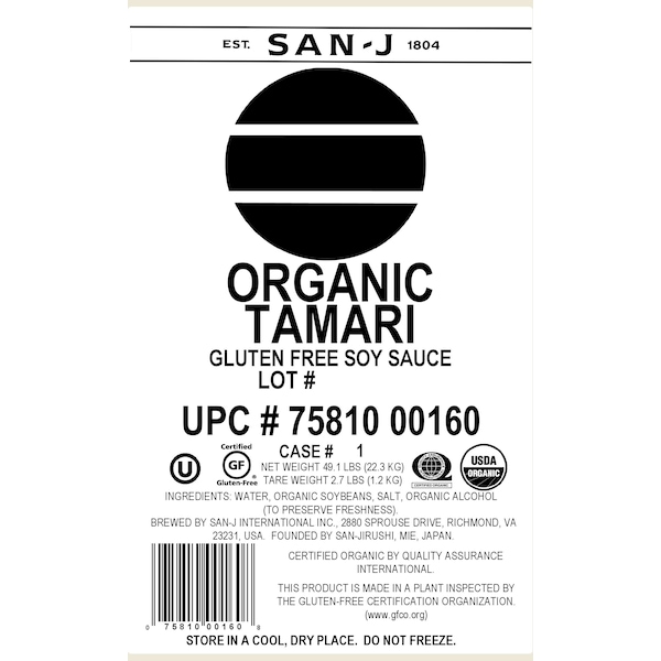 San-J International San-J International Inc. Organic Tamari Soy Sauce Drum 5 gal. - 075810001608