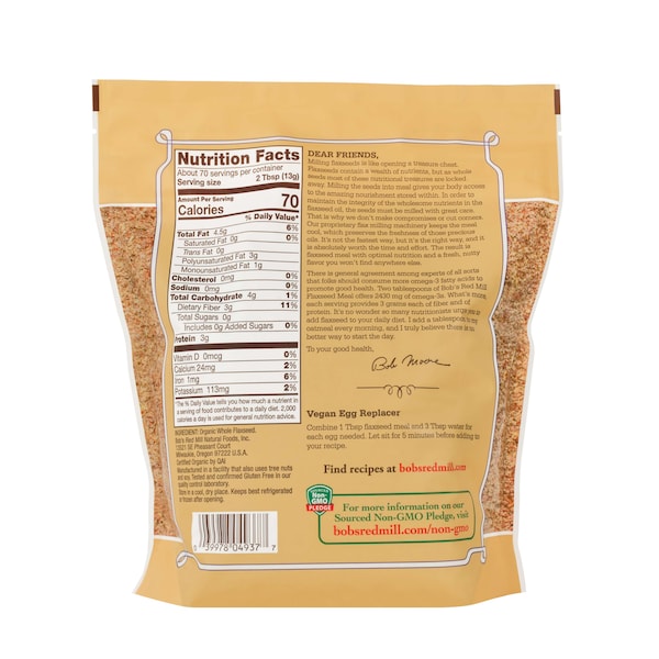 Bobs Red Mill Natural Foods Bob's Red Mill Organic Brown Flaxseed Meal 32 oz. Bag, PK4 - 6032S324