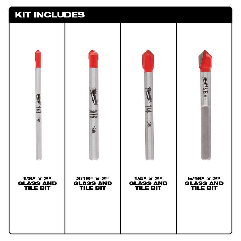 Set de brocas de carburo para vidrio y azulejo de Milwaukee y Set de brocas para materiales múltiples (9 piezas) - 48-20-8988-48-20-8898