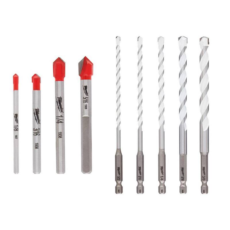 Set de brocas de carburo para vidrio y azulejo de Milwaukee y Set de brocas para materiales múltiples (9 piezas) - 48-20-8988-48-20-8898