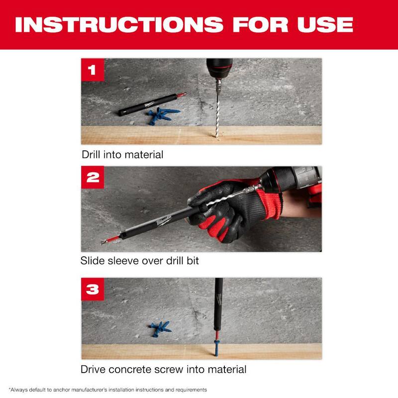 Kit de instalación de tornillos de concreto multi-material de impacto Milwaukee SHOCKWAVE (7 piezas) - 48-20-8877