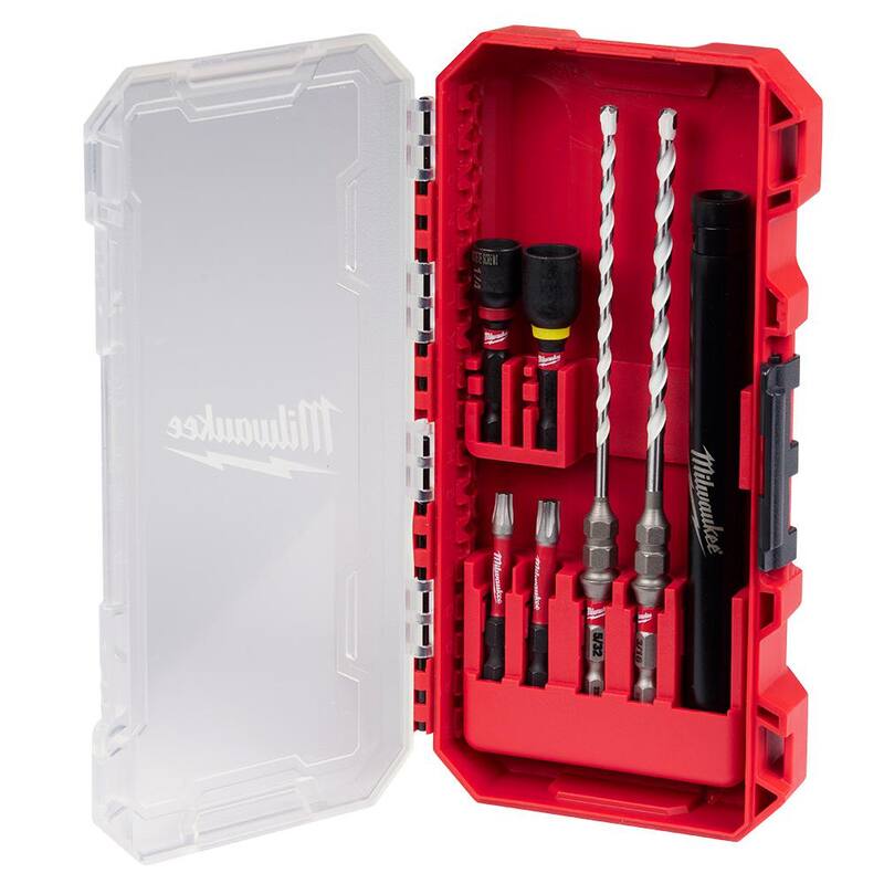 Kit de instalación de tornillos de concreto multi-material de impacto Milwaukee SHOCKWAVE (7 piezas) - 48-20-8877