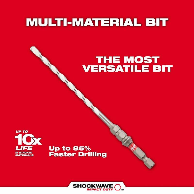 Kit de instalación de tornillos de concreto multi-material de impacto Milwaukee SHOCKWAVE (7 piezas) - 48-20-8877