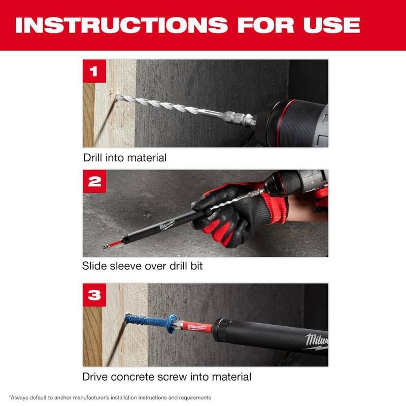 Kit de instalación de tornillos de concreto multi-material de impacto Milwaukee SHOCKWAVE (7 piezas) - 48-20-8877