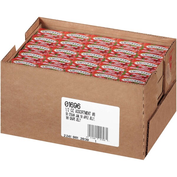 Smuckers Smucker's Assortment No 8 Strawberry/Apple/Grape .5 oz., PK200 - 5150001696