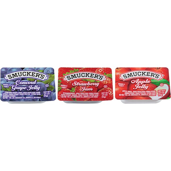 Smuckers Smucker's Assortment No 8 Strawberry/Apple/Grape .5 oz., PK200 - 5150001696