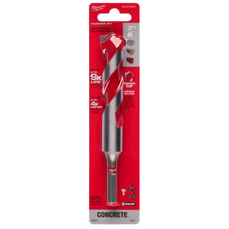 Broca de martillo de carburo de 7/8 pulgadas x 4 pulgadas x 6 pulgadas de Milwaukee para Concreto, Piedra y Perforación de Albañilería - 48-20-9047