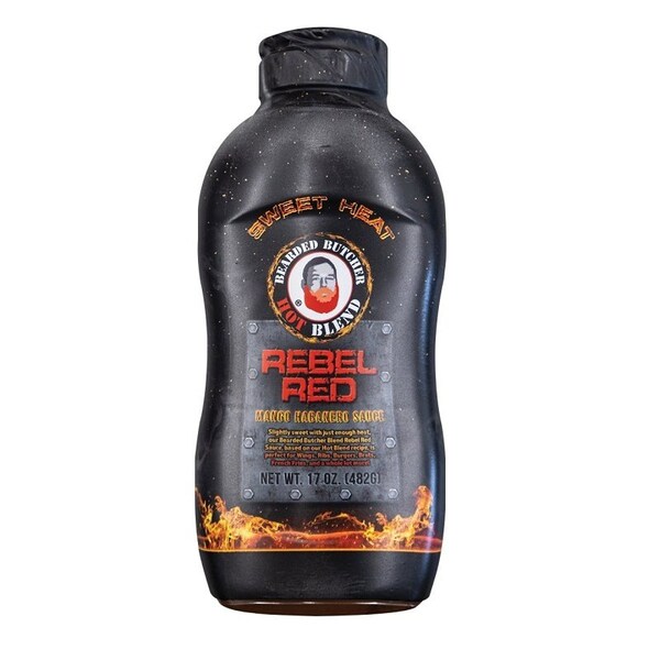 Bearded Butcher Rebel Red Hot Sauce, Mango Habanero, 17 fl-oz Bottle - BB-1475