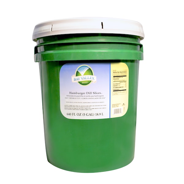 Bay Valley 5 gal. Hamburger Dill Pickles 3/16 Crinkle Cut 2000-2285 Count - 09522861170