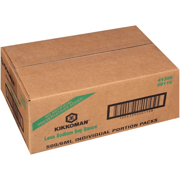 Kikkoman 6mL Less Sodium Preservative-Free Soy Pkts, PK500 - 00116