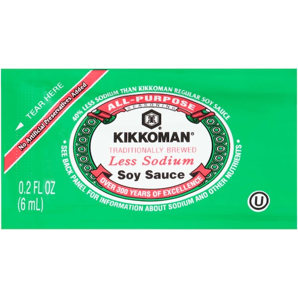 Kikkoman 6mL Less Sodium Preservative-Free Soy Pkts, PK500 - 00116