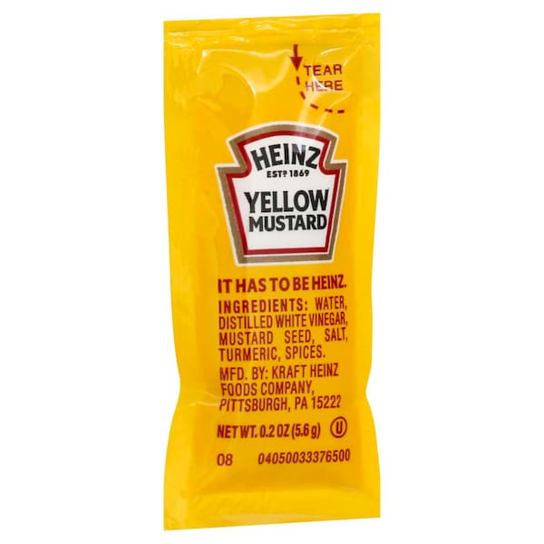 Heinz Heinz Mild Single Serve Mustard .2 oz., PK500 - 10013000530504