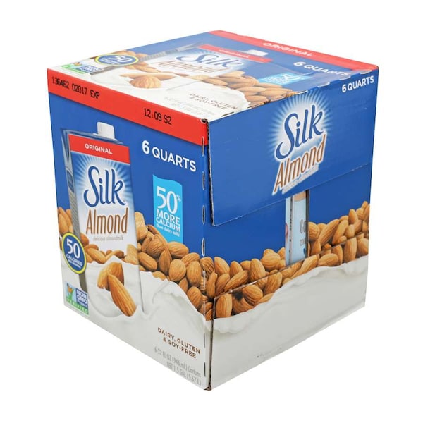 Silk Silk Aseptic Original Pure Almond Milk 1 qt. Carton, PK6 - 136462