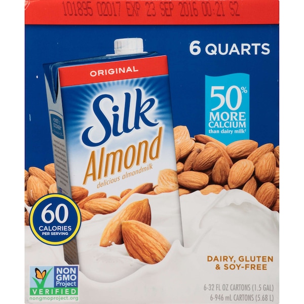 Silk Silk Aseptic Original Pure Almond Milk 1 qt. Carton, PK6 - 136462