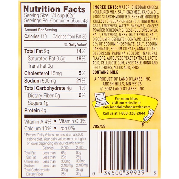 Land O Lakes Land O Lakes Aged Cheddar Cheese Sauce 160 oz. Pouch, PK6 - 39939