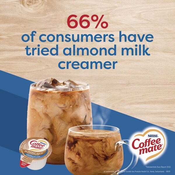 Coffee Mate Plant-Based Almond Milk Non-Dairy Liquid Creamer Singles, Natural Vanilla, 0.38 oz Tubs, 50PK - 12461537