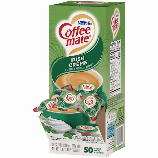 Coffee Mate Liquid Coffee Creamer, Irish Creme, 0.38 oz Mini Cups, 50PK - NES35112