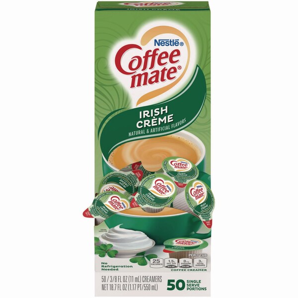 Coffee Mate Liquid Coffee Creamer, Irish Creme, 0.38 oz Mini Cups, 50PK - NES35112