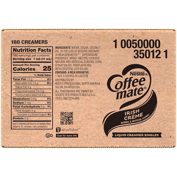 Coffee Mate Coffee-Mate Irish Crme Single Serve Liquid Creamer .375 oz., PK180 - 10050000350121