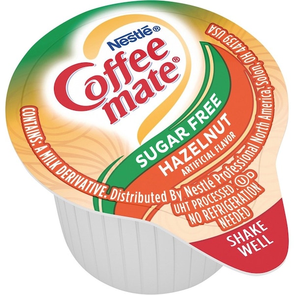 Coffee Mate Coffee Creamer, Sugar-Free, Hazelnut, 0.375 fl oz, White PK - NES98468