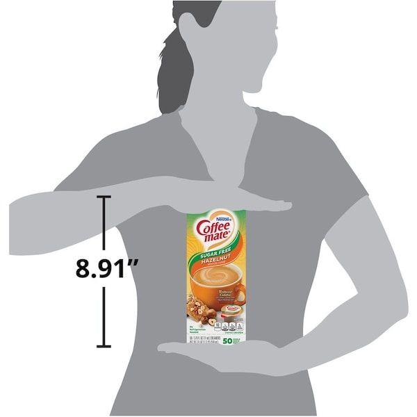 Coffee Mate Coffee Creamer, Sugar-Free, Hazelnut, 0.375 fl oz, White PK - NES98468