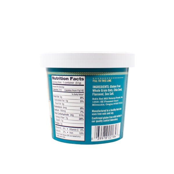 Bobs Red Mill Natural Foods Bob's Red Mill Gluten Free Classic Oatmeal Cup 1.81 oz. Cup, PK12 - 1368C0112