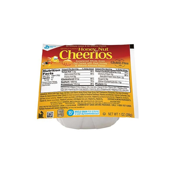 Cheerios Honey Nut Cheerios Whole Grain Oats Cereal 1 oz. Bowl, PK96 - 16000-11918