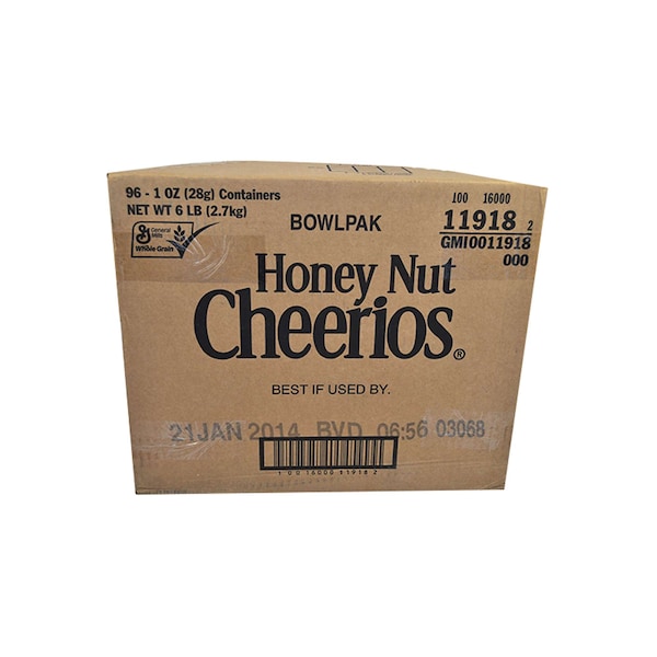 Cheerios Honey Nut Cheerios Whole Grain Oats Cereal 1 oz. Bowl, PK96 - 16000-11918
