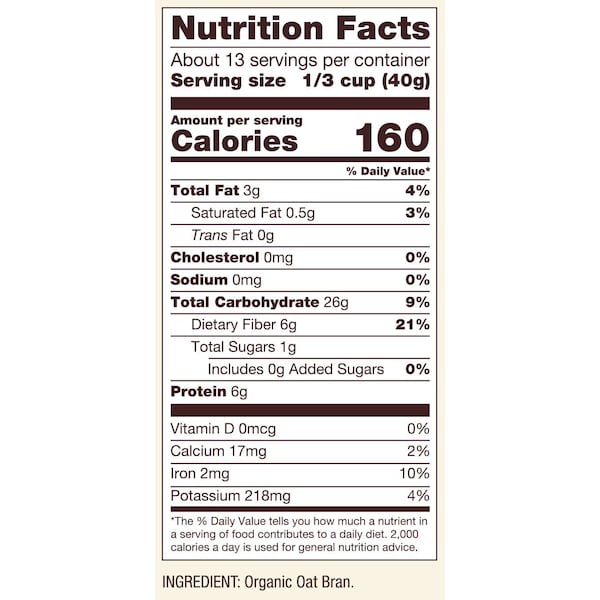 Bobs Red Mill Natural Foods Bob's Red Mill Organic Oat Bran 18 oz. Bag, PK4 - 6051S184