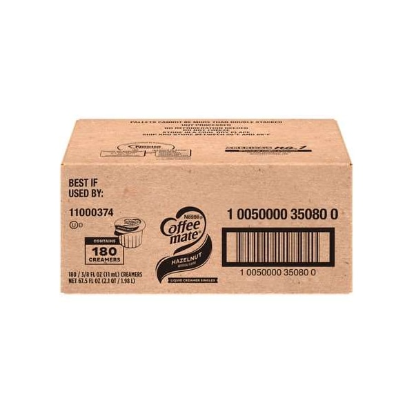 Coffee Mate Coffee-Mate Hazelnut Single Serve Liquid Creamer .375 oz., PK180 - 10050000350800
