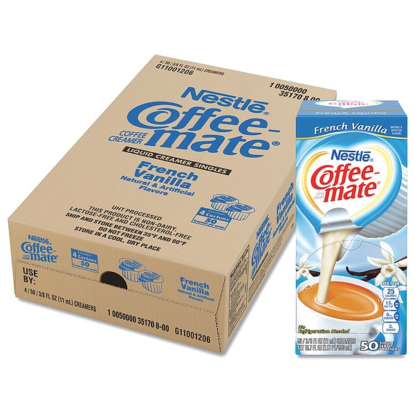 Coffee Mate Liquid Coffee Creamer, French Vanilla, 0.38 oz Mini Cups, PK200 - 35170