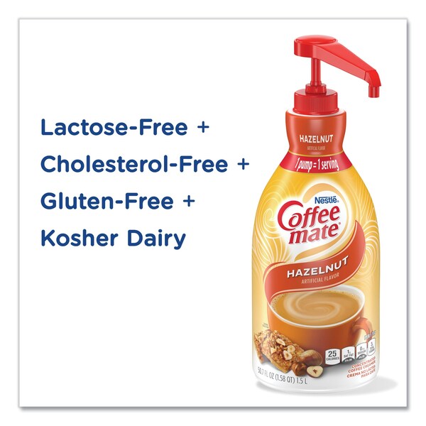 Coffee Mate Liquid Coffee Creamer, Hazelnut, 1.5 L Pump Bottle - 31831