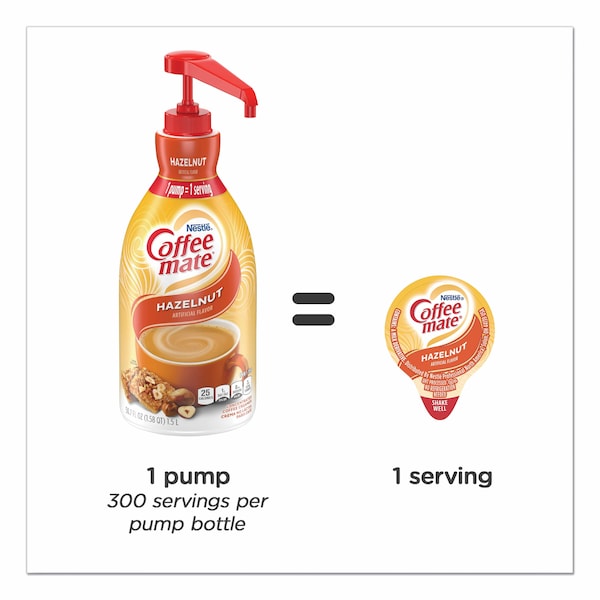 Coffee Mate Liquid Coffee Creamer, Hazelnut, 1.5 L Pump Bottle - 31831