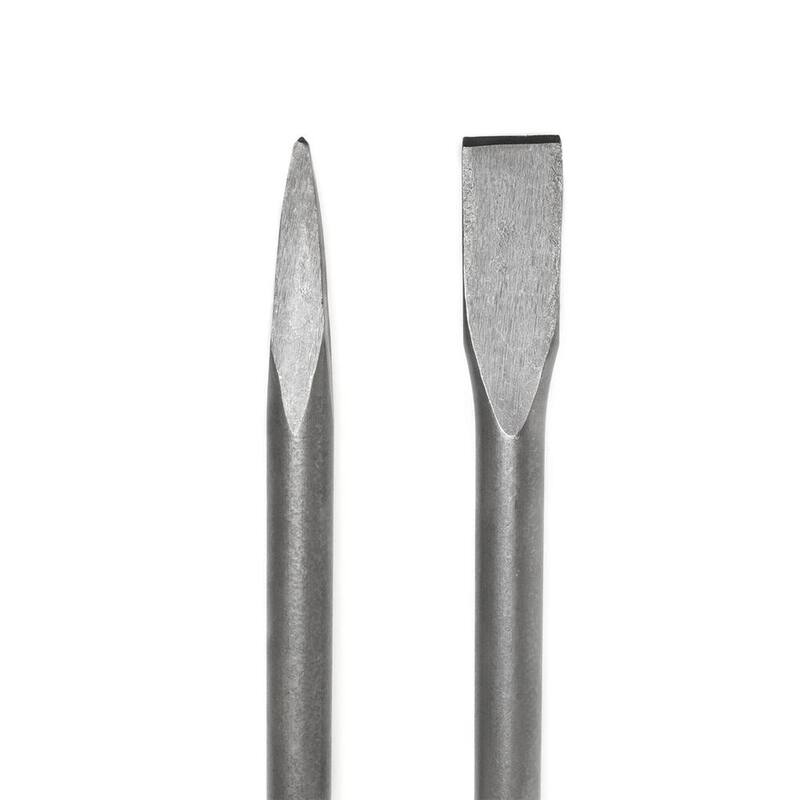 STARK USA 16 pulgadas Cincel plano y de punta y 1-1/8 pulgadas vástago hexagonal de acero para martillo demoledor eléctrico Jack Hammer (2 piezas) - 61112-H1