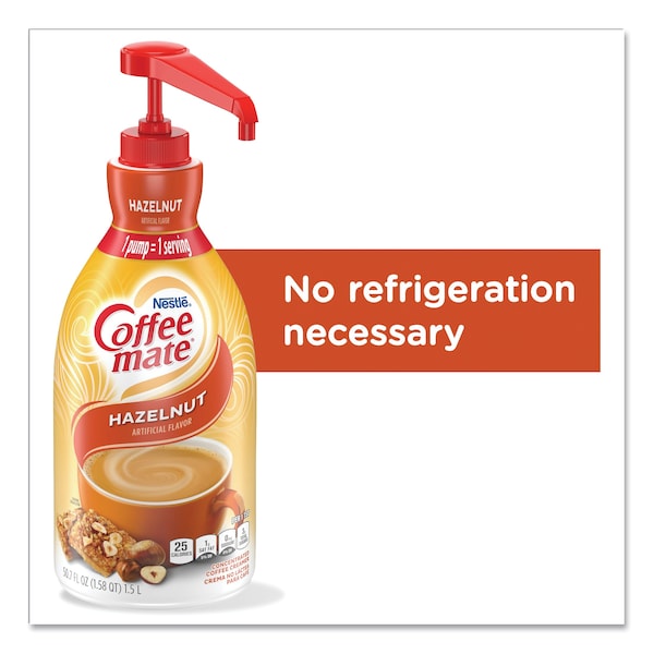 Coffee Mate Liquid Coffee Creamer, Hazelnut, 1.5 L Pump Bottle, PK2 - 31831
