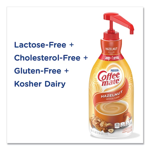 Coffee Mate Liquid Coffee Creamer, Hazelnut, 1.5 L Pump Bottle, PK2 - 31831
