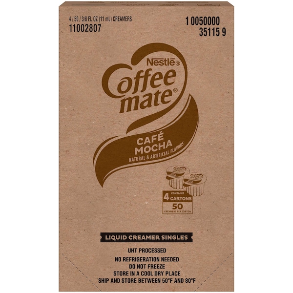 Coffee Mate Coffee-Mate Cafe Mocha Single Serve Liquid Creamer .375 oz. Cup, PK200 - 10050000351159